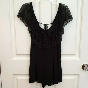 Kimchi Blue romper, black with lace detail, size small.